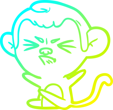 Bir insan tarafından çizilmiş kızgın bir maymunun soğuk çizgi çizimi.