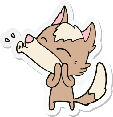 Bir insan tarafından çizilmiş uluyan kurt çizgi filminin çıkartması.