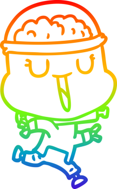 gökkuşağı gradyanı çizimi bir insan tarafından çizilmiş mutlu bir robot çizgi filmi.