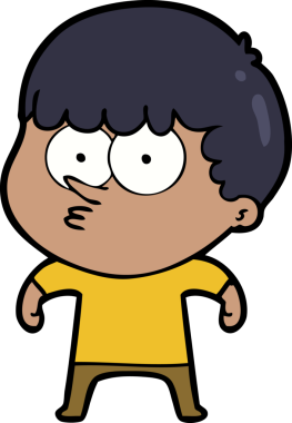 Bir insan tarafından çizilmiş meraklı bir çocuk.