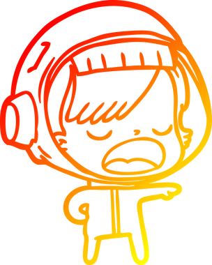 Bir insan tarafından çizilmiş bir karikatür astronot kadın çizimi.