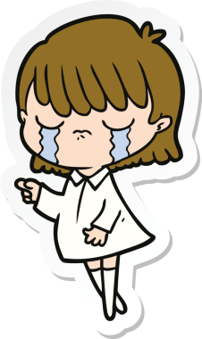 Bir insan tarafından çizilmiş, ağlayan bir karikatür kadının çıkartması.