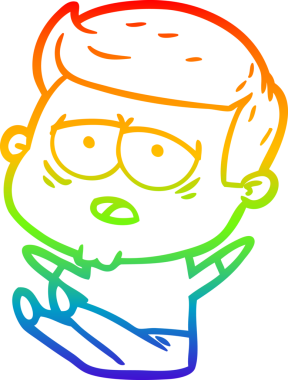 Gökkuşağı gradyan çizgi çizimi bir insan tarafından çizilmiş yorgun bir adam