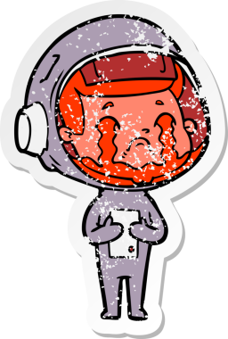 Bir insan tarafından çizilmiş ağlayan bir astronotun sıkıntılı çıkartması.