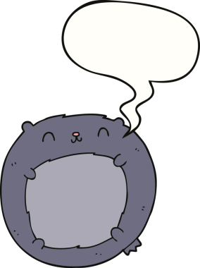 Bir insan tarafından çizilmiş konuşma balonlu çizgi film ayısı.