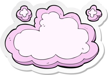 Bir insan tarafından çizilmiş karikatür dekoratif bulut çıkartması.