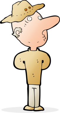 Bir insan tarafından çizilmiş şapkalı bir çizgi film adamı.