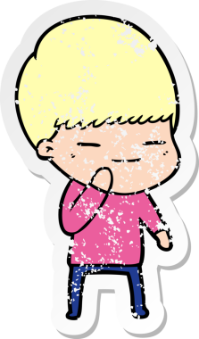 Bir insan tarafından çizilmiş kendini beğenmiş bir çizgi film karakterinin sıkıntılı çıkartması.