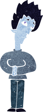 Bir insan tarafından çizilmiş meraklı vampir çizgi filmi.