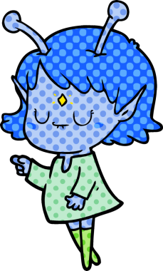 Bir insan tarafından çizilmiş uzaylı kız.