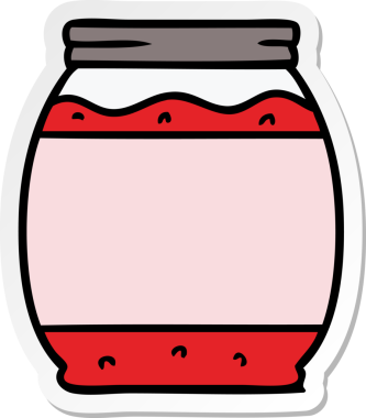 Bir insan tarafından çizilmiş çilek reçelinin el çizimi karikatür karikatürü