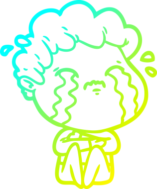 Bir insan tarafından çizilmiş ağlayan bir çizgi film karakteri çizimi.