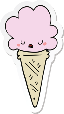 Bir insan tarafından çizilmiş karikatür dondurma etiketi.