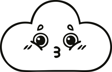 Bir insan tarafından çizilmiş bir kar bulutunun çizgi çizimi