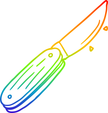 Bir insan tarafından çizilmiş bir çizgi film katlama bıçağının gradyan çizimi