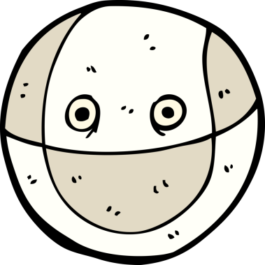 Bir insan tarafından çizilmiş çizgi film topu.