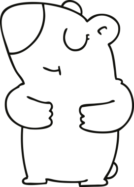 Bir insan tarafından çizilmiş garip çizgi film ayısı.