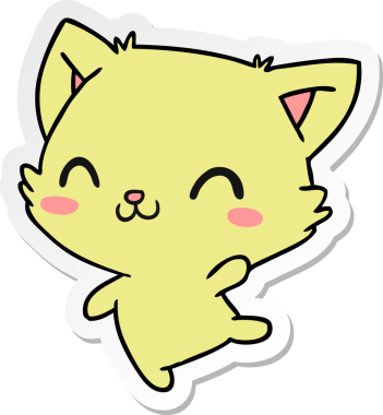 Bir insan tarafından çizilmiş sevimli kawaii kedisinin çizilmiş bir karikatür çizimi