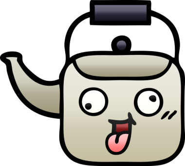 Bir insan tarafından çizilmiş gölgeli bir çaydanlık karikatürü