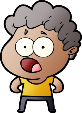 Bir insan tarafından çizilmiş bir karikatür adamı şaşkınlıkla nefes nefese kaldı.