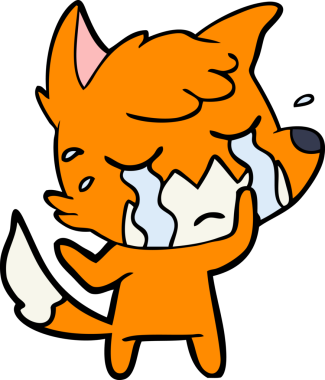 Bir insan tarafından çizilmiş ağlayan tilki çizgi filmi.