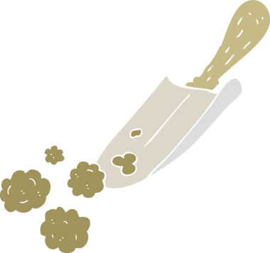 Bir insan tarafından çizilen küreğin düz renk çizimi