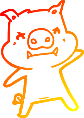 Bir insan tarafından çizilmiş kızgın çizgi film domuzu çizimi.