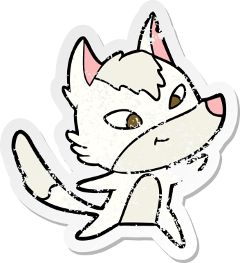 Bir insan tarafından çizilmiş dost canlısı bir kurdun sıkıntılı çıkartması.