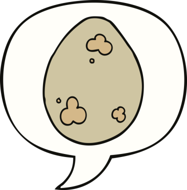 Bir insan tarafından çizilmiş konuşma balonlu çizgi film yumurtası.