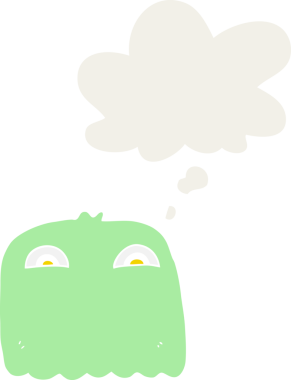 Düşünce baloncuğu olan bir insan tarafından çizilmiş bir çizgi film hayaleti.