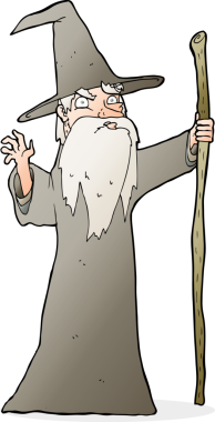 bir insan tarafından çizilmiş eski bir çizgi film sihirbazı