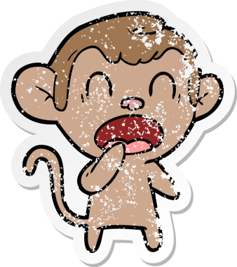 Bir insan tarafından çizilmiş esneyen bir çizgi maymunun sıkıntılı çıkartması.