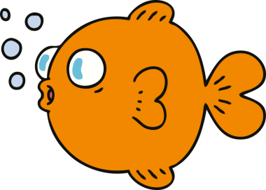 Bir insan tarafından çizilmiş garip bir karikatür balığı.