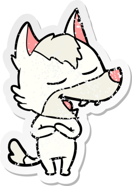 Bir insan tarafından çizilmiş bir karikatür kurdunun sıkıntılı çıkartması.