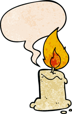 Konuşma baloncuğu olan karikatür mumu insan tarafından çizilmiş retro doku.