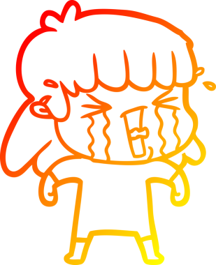 Bir insan tarafından çizilmiş göz yaşları içindeki çizgi film kadını çizimi.