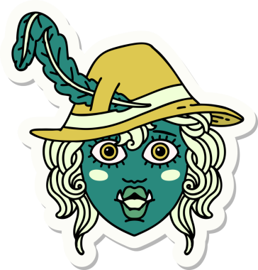 Bir insan tarafından çizilmiş Ork ozan karakterinin çıkartması