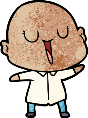 Bir insan tarafından çizilmiş mutlu, kel adam.