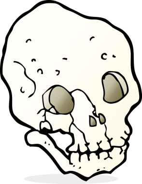 Bir insan tarafından çizilmiş ürkütücü bir kafatası.