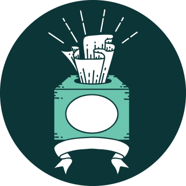 Bir insan tarafından çizilmiş bir dövme stili doku kutusu simgesi