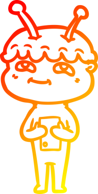 Bir insan tarafından çizilmiş dost canlısı bir uzay adamının sıcak çizgi çizimi