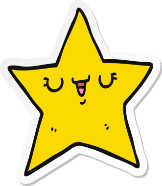 Bir insan tarafından çizilmiş bir çizgi film yıldızının çıkartması.