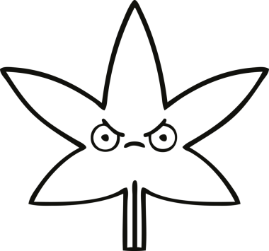 Bir insan tarafından çizilmiş marihuana yaprağının çizgi çizimi