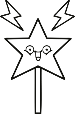 Bir insan tarafından çizilmiş sihirli bir değnek çizimi.