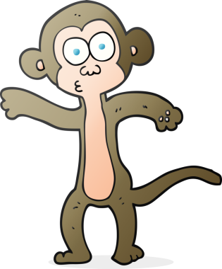 Bir insan tarafından çizilmiş serbest çizim bir maymun.