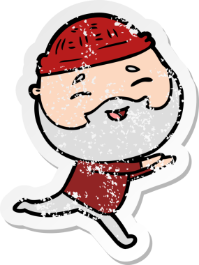 Bir insan tarafından çizilmiş mutlu sakallı bir adamın sıkıntılı çıkartması.