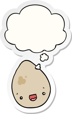 Düşünce baloncuklu çizgi film yumurtası insan tarafından çizilmiş bir çıkartma.