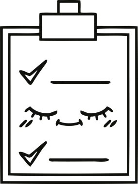 Bir insan tarafından çizilmiş bir kontrol listesinin çizgi çizimi
