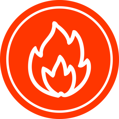 Bir insan tarafından çizilmiş basit alev dairesel simgesi