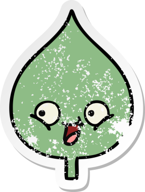 Sevimli bir çizgi film karakterinin sıkıntılı çıkartması. Bir insan tarafından çizilmiş ifade yaprağı.